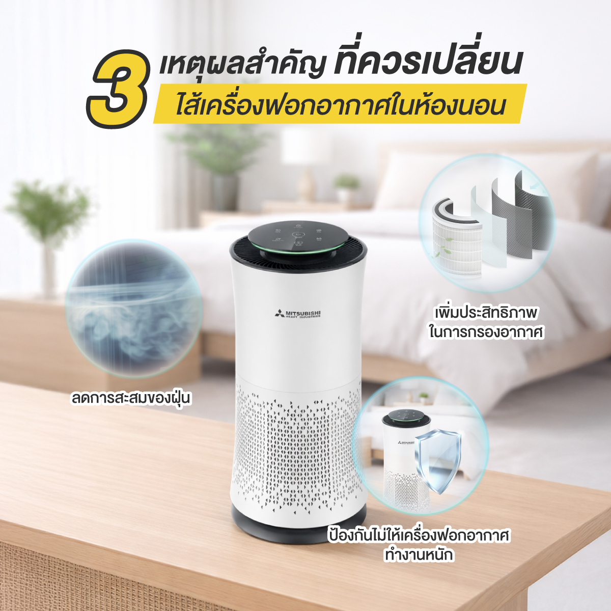 เครื่องฟอกอากาศในห้องนอน